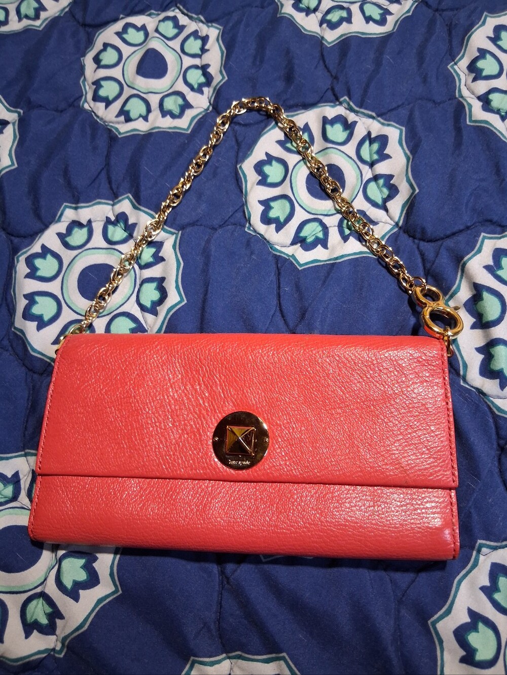 kate spade Coral Leather Chain-Handle Clutch